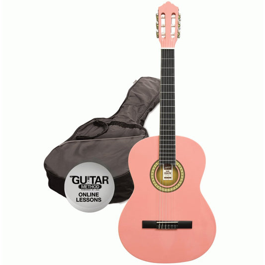 Ashton SPCG34 Starter Classical Guitar Pack in Pink