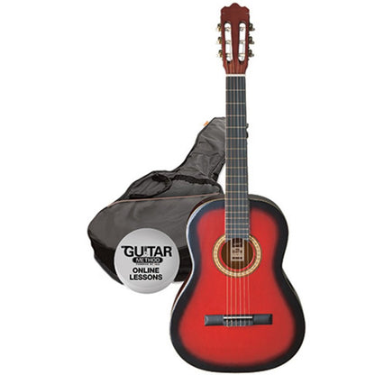 Ashton SPCG34 Starter Classical Guitar Pack in Transparent Red Burst