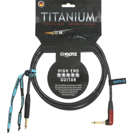 Klotz Titanium 6m Silent Angled Plug Guitar Cable in Black