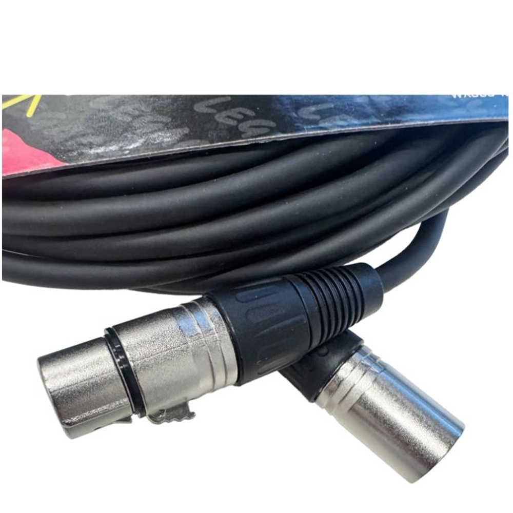 Legacy 10m XLRF to XLRM Microphone Cable, Chrome Connectors in Black