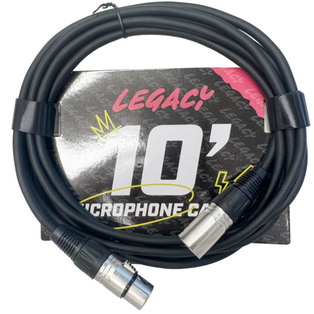 Legacy 6m XLRF to XLRM Microphone Cable, Chrome Connectors in Black