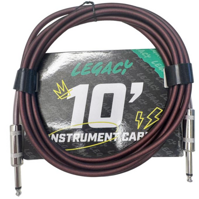 Legacy 3m Straight to Straight Guitar Cable, Chrome Connectors in Coffee Colour