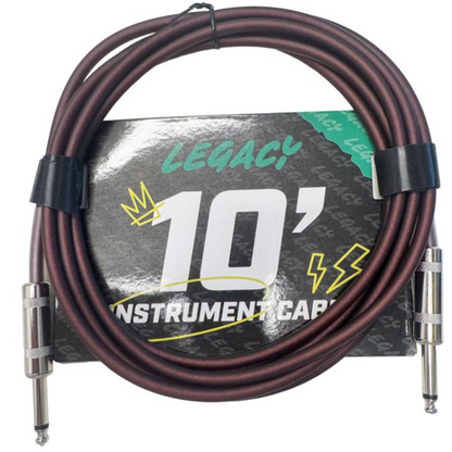Legacy 6m Straight to Straight Guitar Cable, Chrome Connectors in Coffee Colour