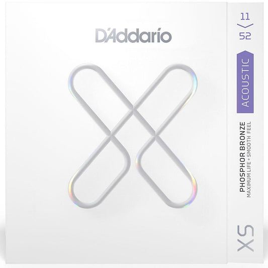 D'Addario XS Custom Light Coated Phosphor Bronze Acoustic Guitar Strings 11-52 Gauge