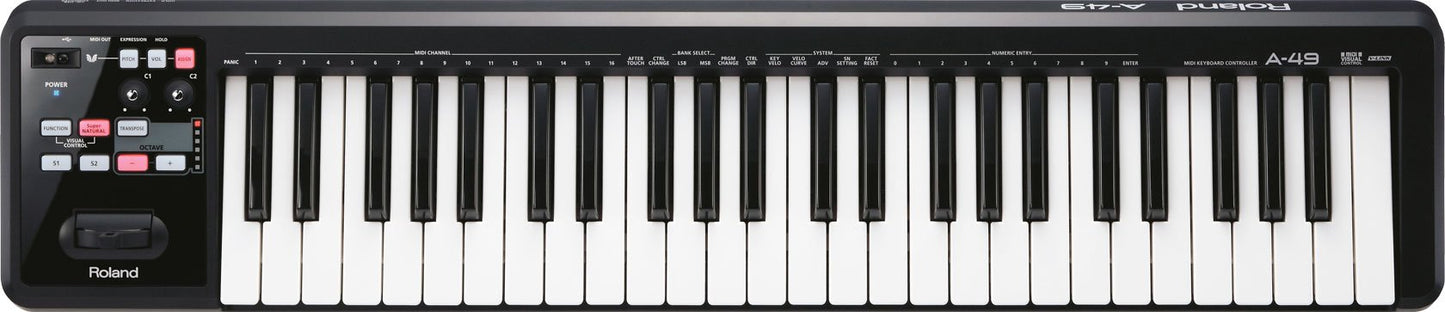 Roland A49 MIDI Keyboard Controller in Black