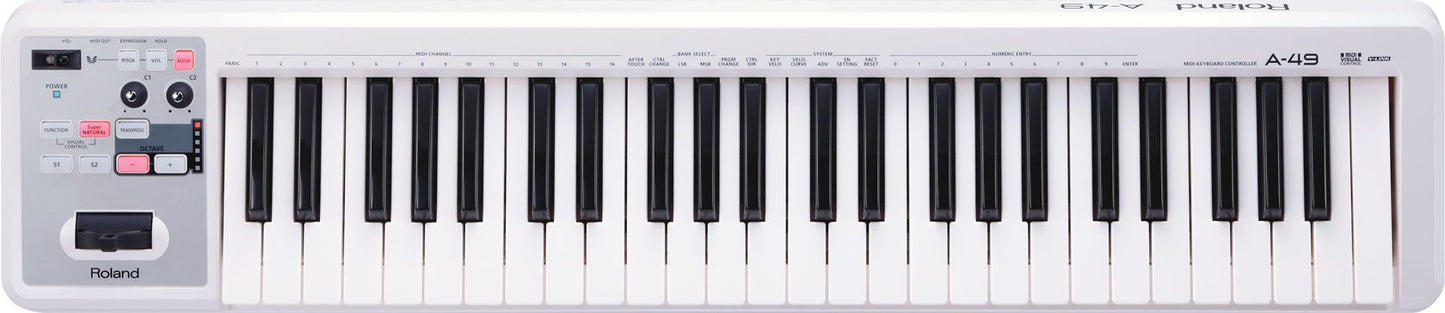 Roland A49 MIDI Keyboard Controller in Pearl White