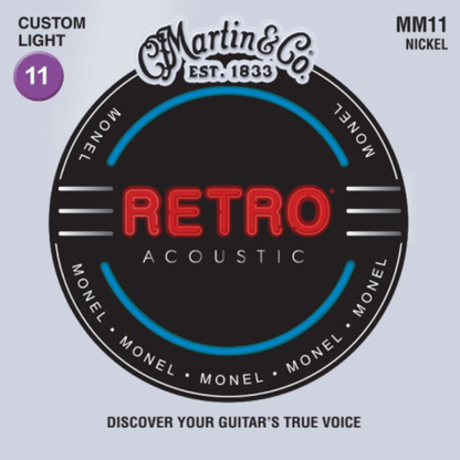 Martin Strings MM11 Retro Acoustic Guitar Strings Custom Light 11-52 Gauge