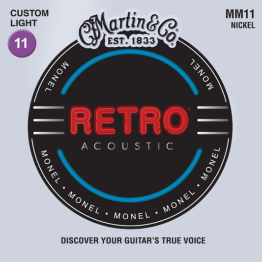 Martin Strings MM11 Retro Acoustic Guitar Strings Custom Light 11-52 Gauge