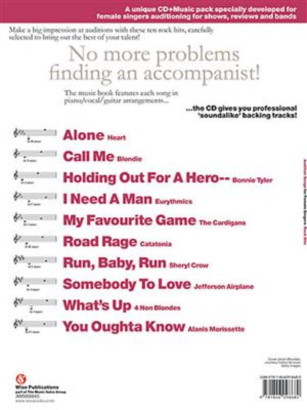 Audition Songs for Female Singers Rock Hits BK/CD