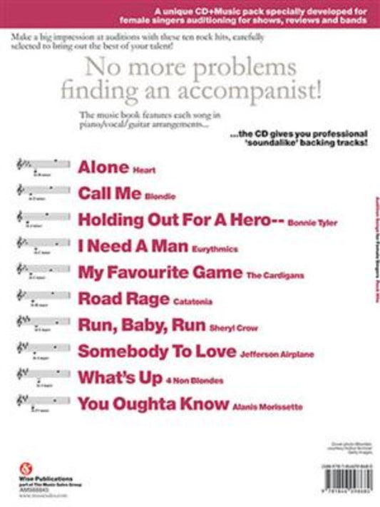 Audition Songs for Female Singers Rock Hits BK/CD