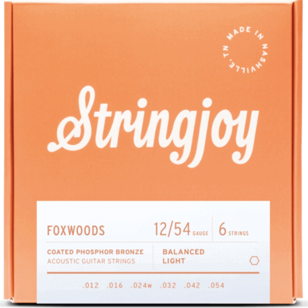 Stringjoy Foxwoods Light Coated Phosphor Bronze Acoustic Guitar Strings 12-54 Gauge