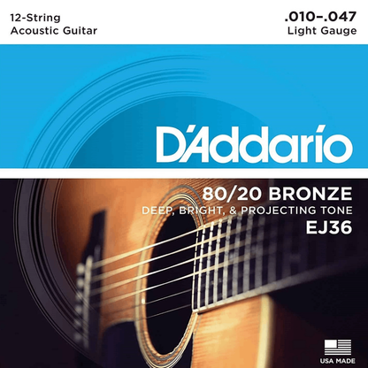 DAddario  EJ36 12 String  Bronze Light Acoustic Guitar Strings