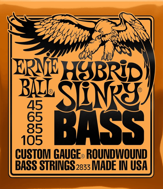 Ernie Ball 2833 Hybrid Slinky Nickel Wound Electric Bass Guitar Strings, 45-105 Gauge