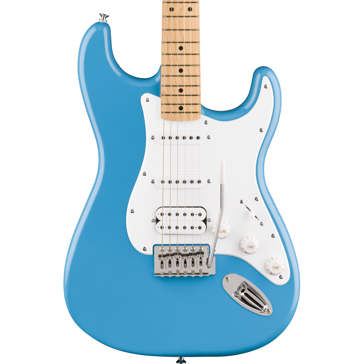Squier FSR Squier Sonic Stratocaster HSS, Maple Fingerboard, White Pickguard in California Blue