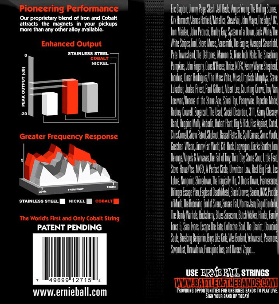 Ernie Ball Skinny Top Heavy Bottom Slinky Cobalt Electric Guitar Strings 10-52 Gauge