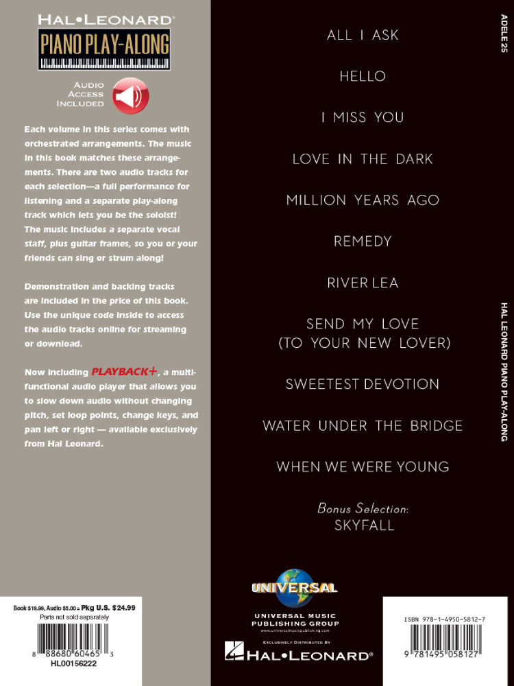 Adele 25 Piano Play Along Volume 32 BK/OLA