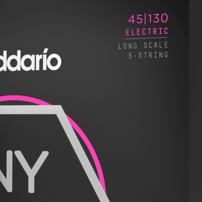 D'Addario NYXL45130 Nickel Wound Regular Light Long Scale 5-String Bass Strings 45-130 Gauge