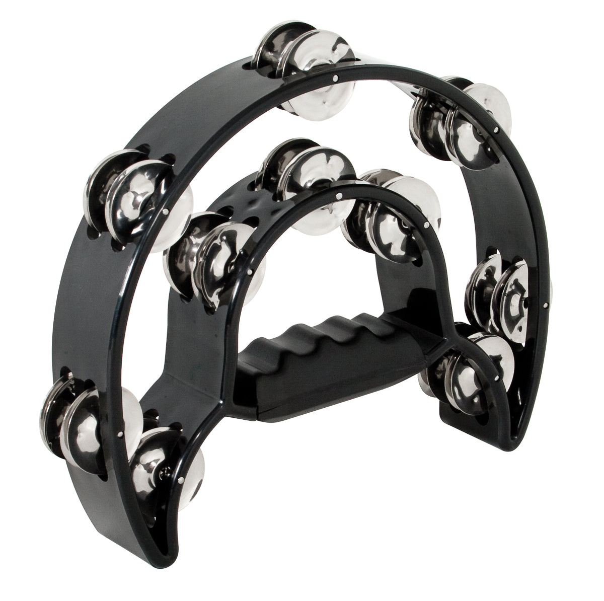 Mano Percussion 9"X6" Double Half Moon Tambourine in Black