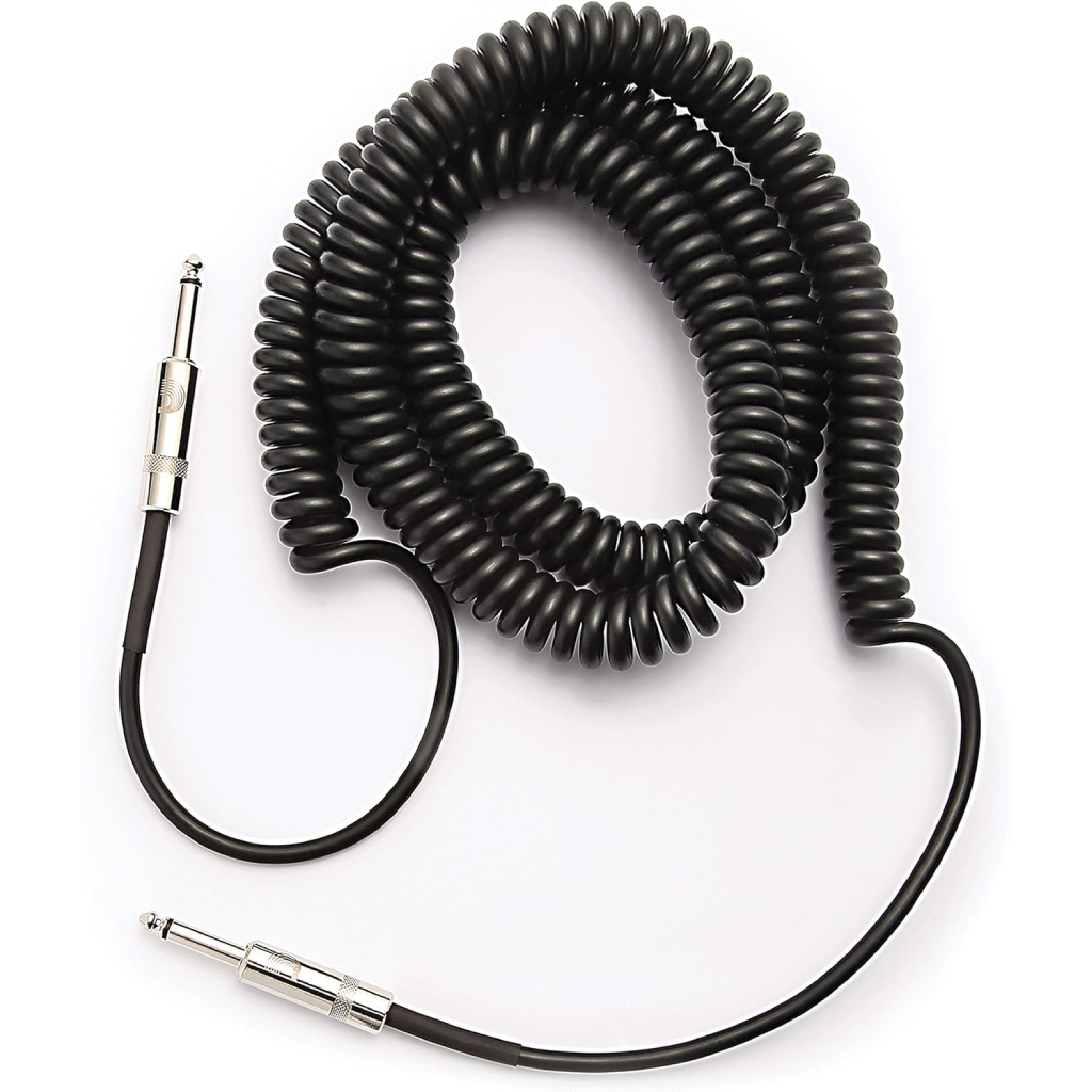 D'Addario Custom Series 30' Coiled Instrument Cable in Black