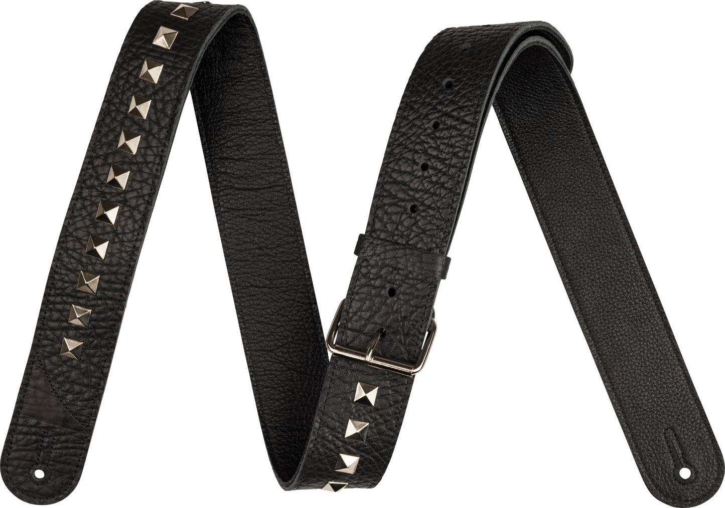 Jackson 2.5" Pyramid Metal Stud Leather Strap in Black