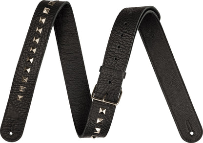 Jackson 2.5" Pyramid Metal Stud Leather Strap in Black