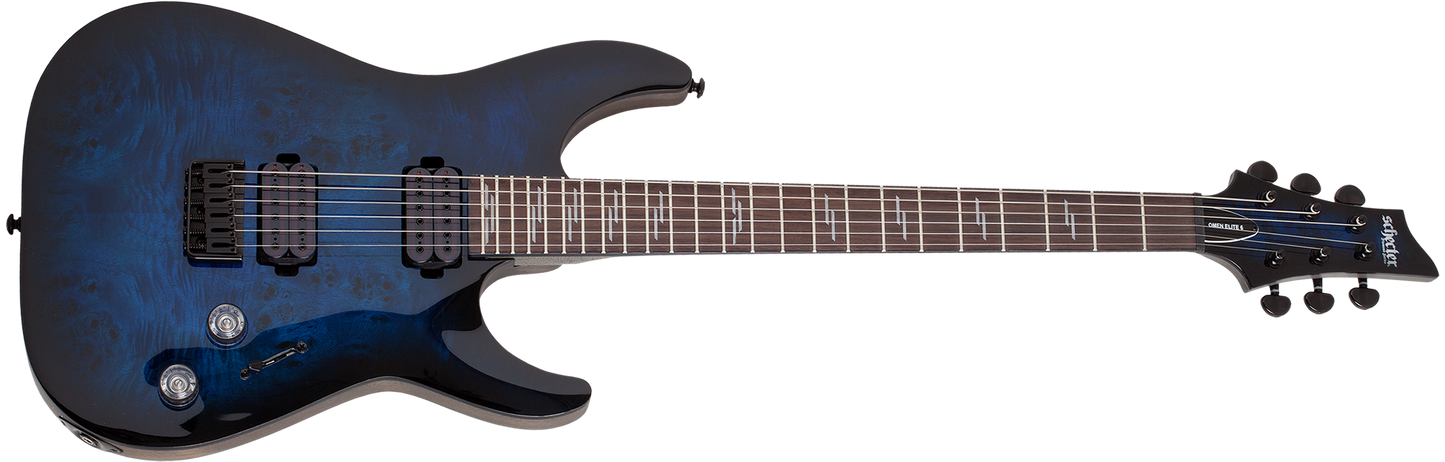 Schecter Omen Elite 6 in See Thru Blue Burst