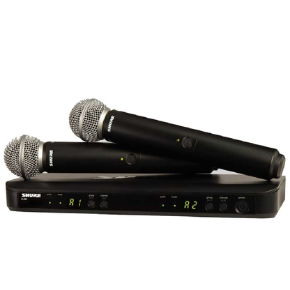 Shure 2 x BLX2SM58 Mic & BLX88 RX Auto Setup Dual Wireless Mic System 614-638MHz