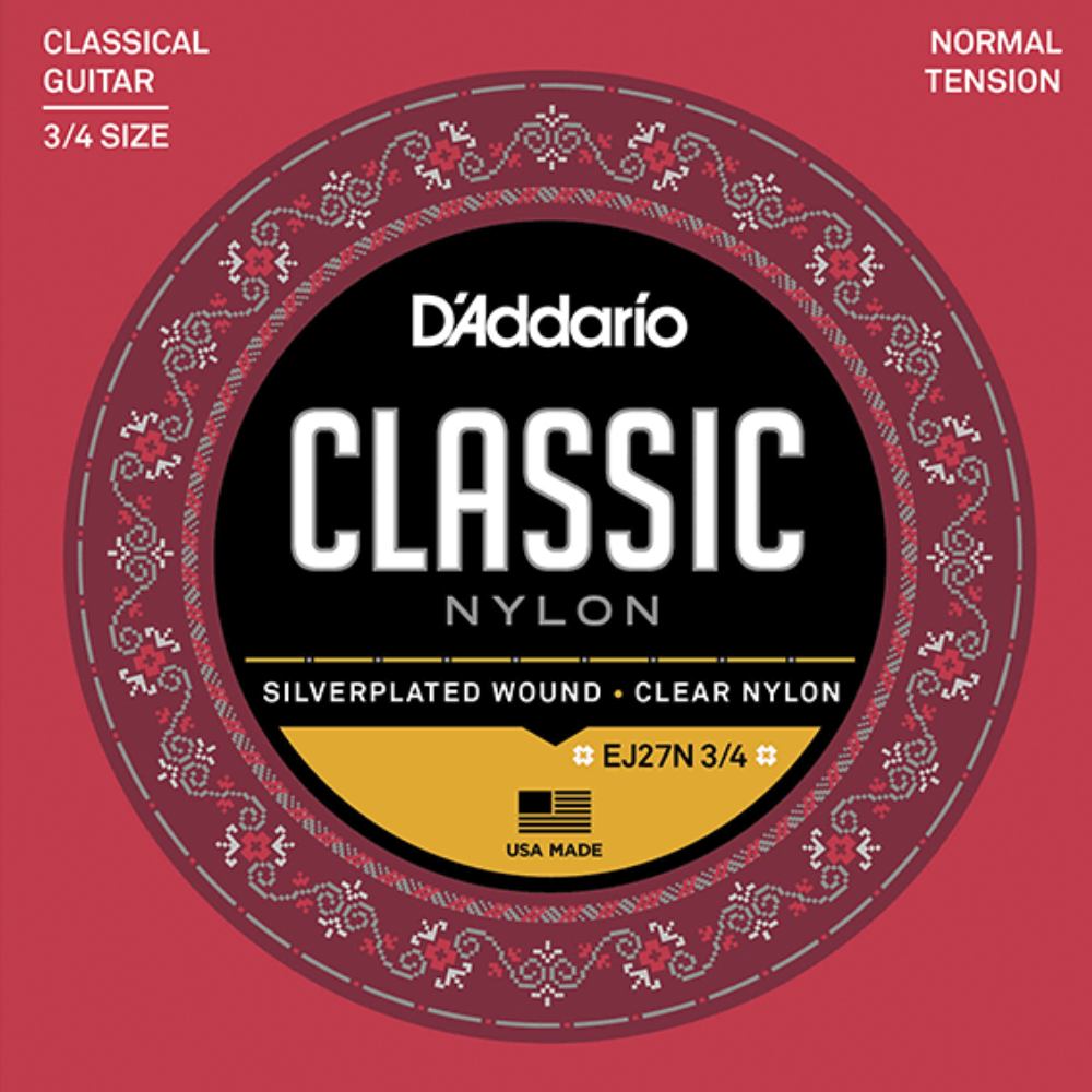 D'Addario EJ27N 3/4 Student Nylon Fractional Classical Guitar Strings Normal Tension