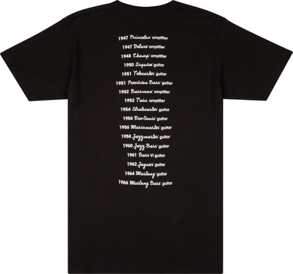 Fender® Logo Dateback S Size T-Shirt in Black