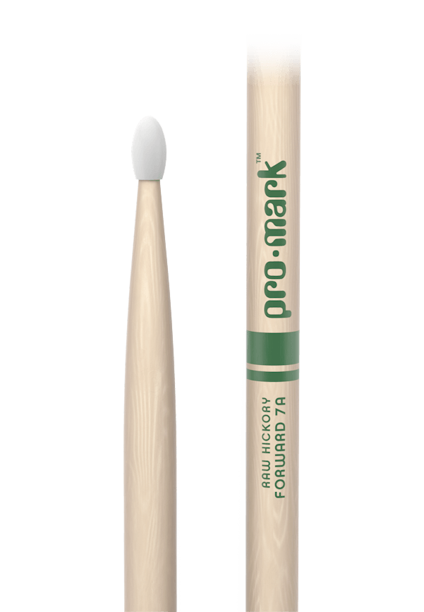 Promark Forward 7A Raw Hickory Nylon Tip Natural Drumsticks