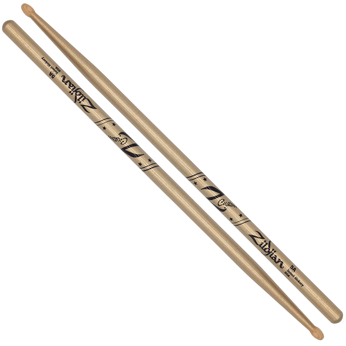 Zildjian Z Custom Limited Edition Wood Tip 5A Drumsticks in Gold Chroma