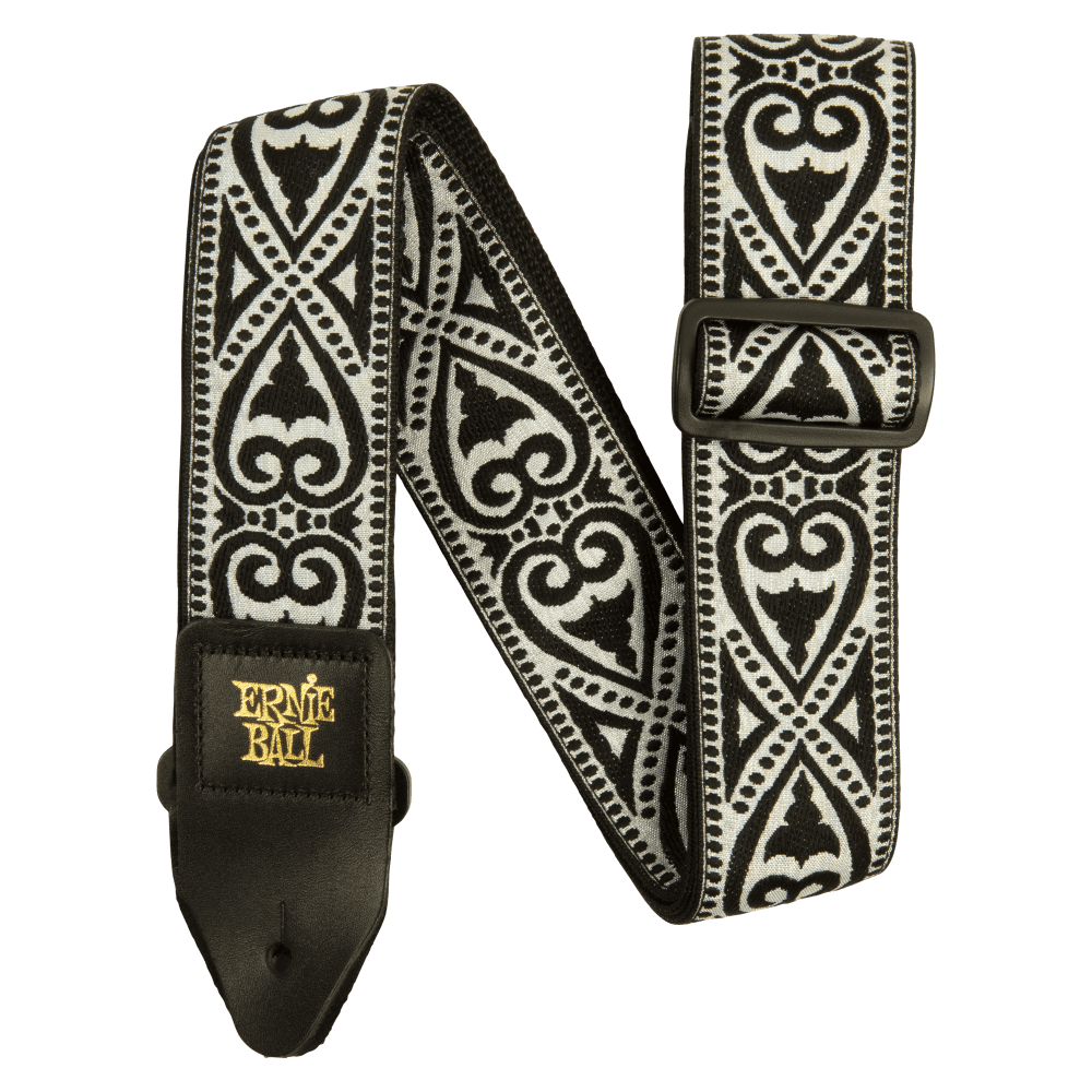 Ernie Ball Classis Jacquard Guitar Or Bass Strap in Black Heart