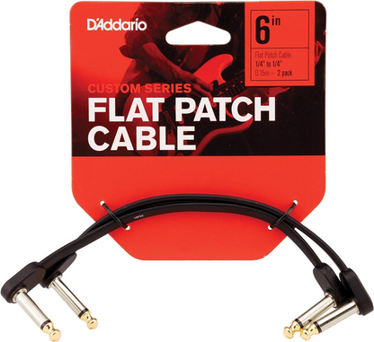 D'Addario 6" Matching Right-Angle Flat Patch Cable 2 Pack