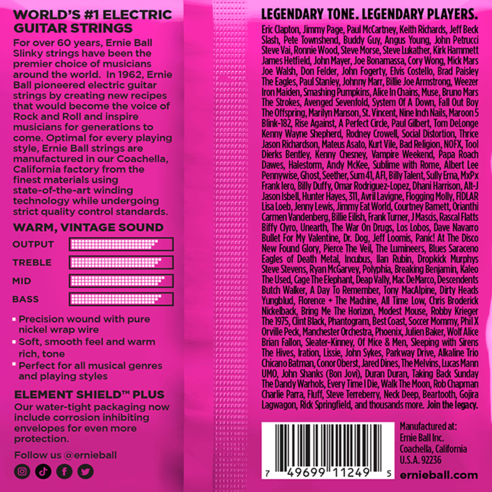 Ernie Ball Super Slinky Classic RnR Pure Nickel Wrap Electric Guitar Strings 3 Pk 9-42 Gauge