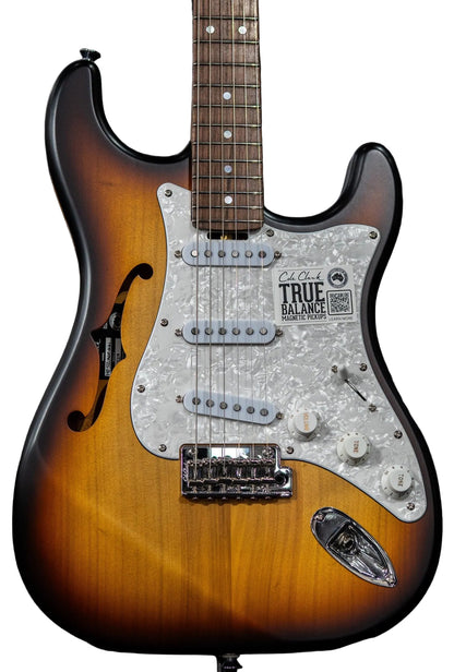 Cole Clark HB Hollow Baby, SSS, Mother of Pearl Pickguard in Sunburst