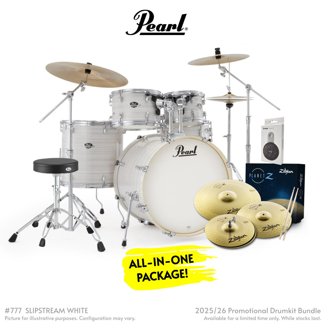 Pearl Export Plus 5-Piece Fusion Plus Drum Kit with Cymbal Pack in Slipstream White