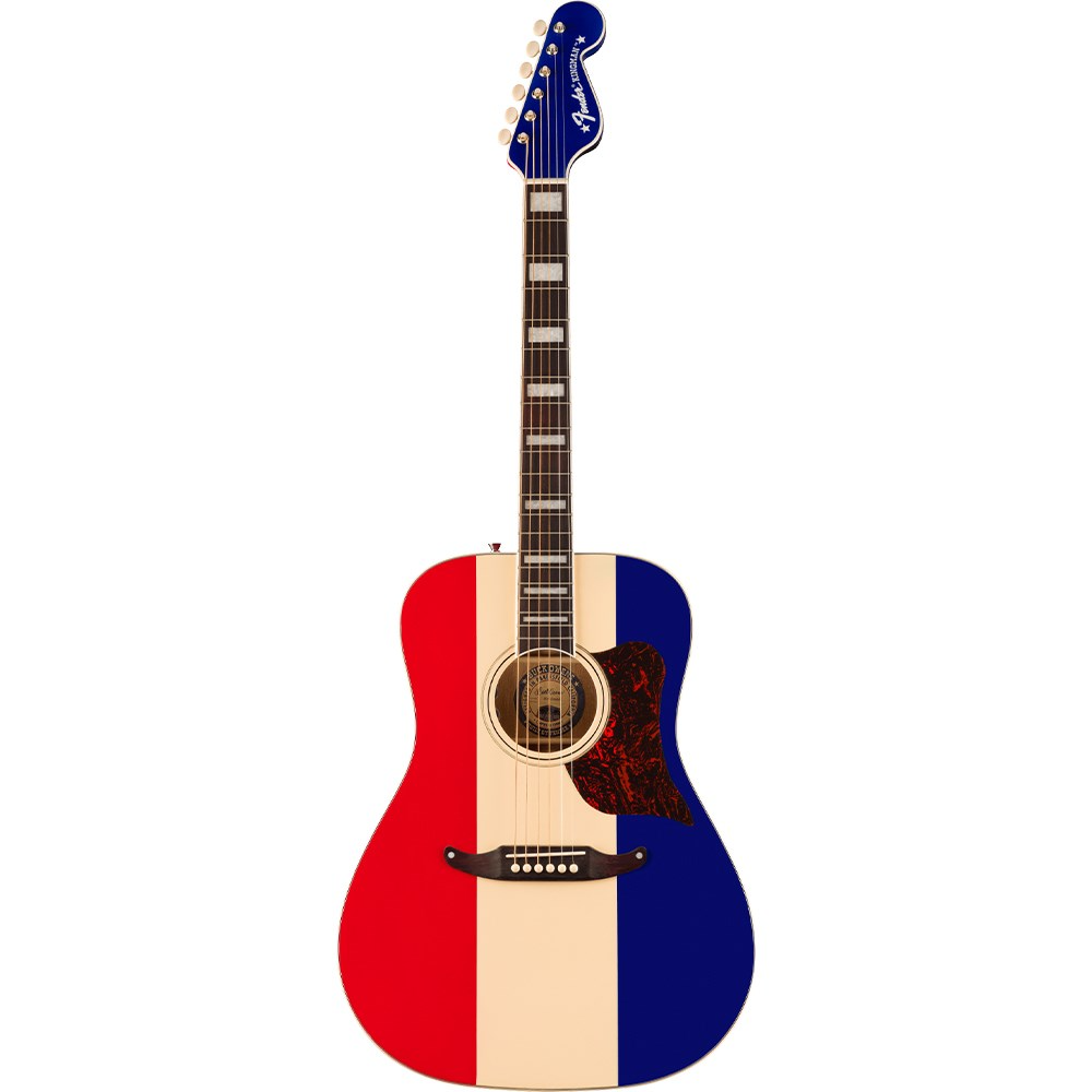 Fender Buck Owens Kingman Acoustic Guitar, Rosewood Fingerboard in Red White and Blue