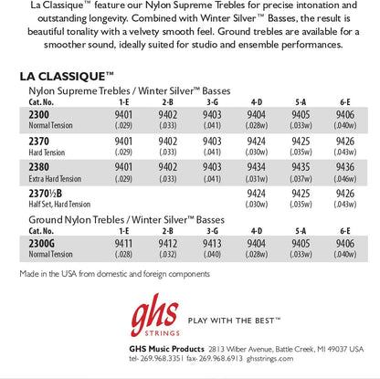 GHS 2380 LA Classique Guitar String 29-46 Gauge