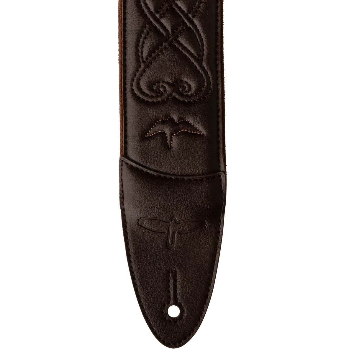 PRS 2.4" Padded Guitar Strap with RAS Custom Leather Faux Birds in Brown