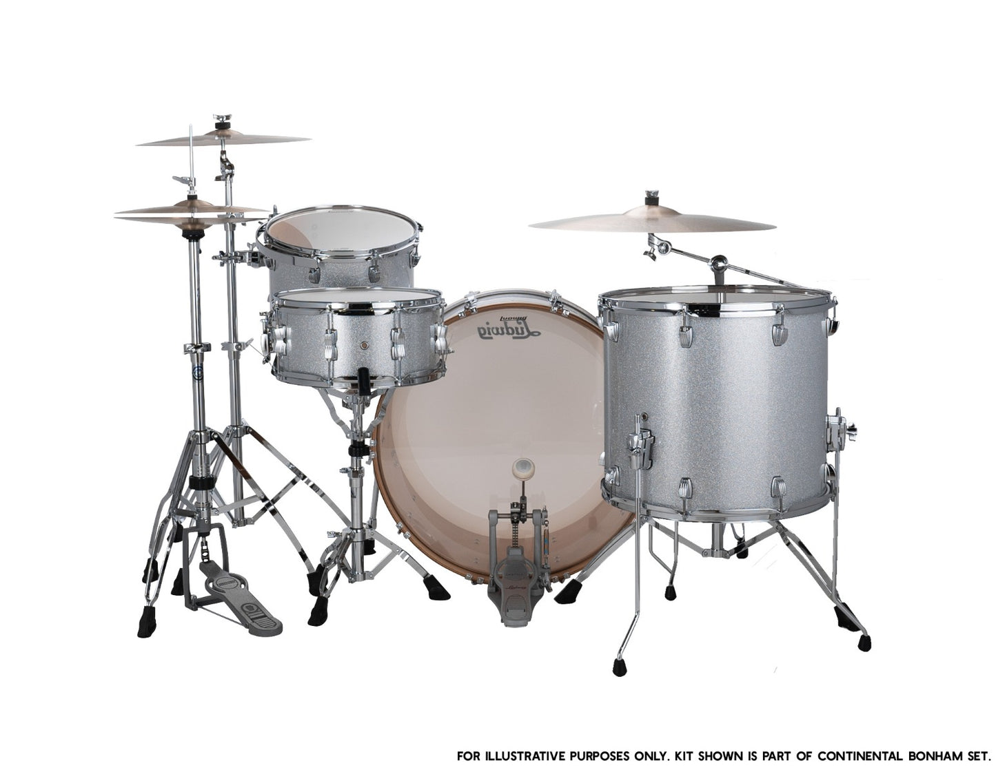 Ludwig Continental Pro Beat Plus 4-Piece Shell Pack (13T, 16FT, 24BD +14S) in Silver Sparkle