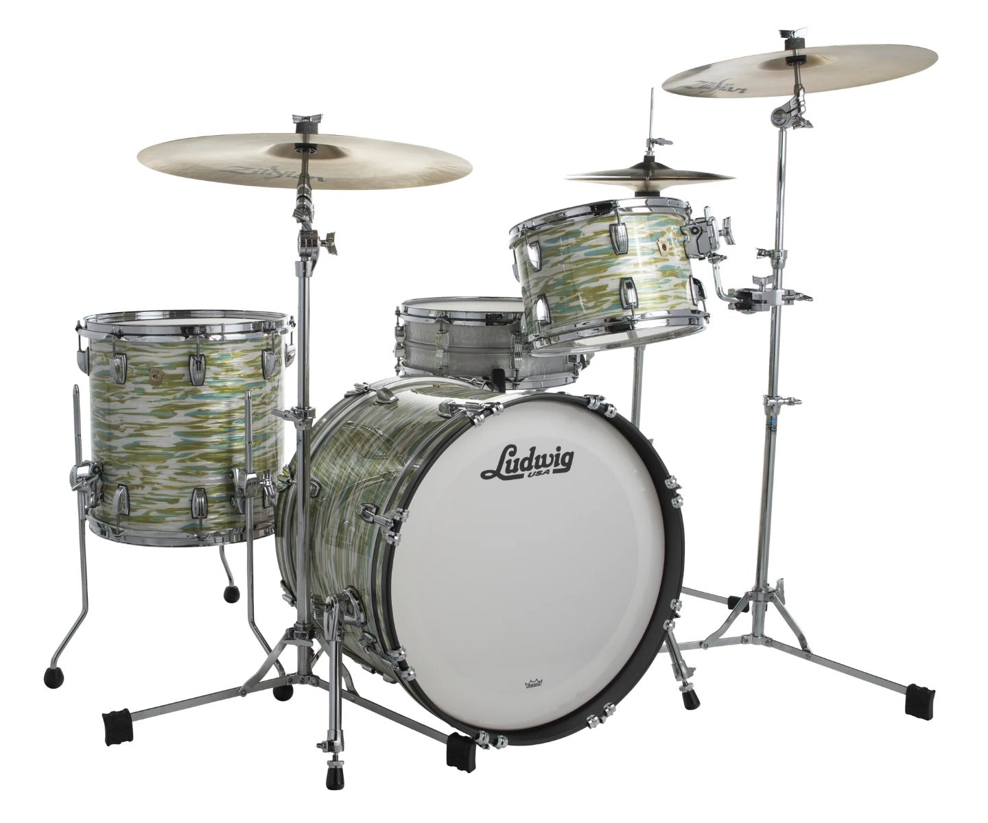 Ludwig Classic Maple FAB 3 Piece Drum Kit in Blue Olive Oyster