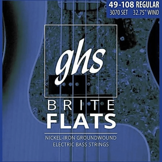 GHS 3070 Bass Brite Flats Guitar Strings 49-108 Gauge