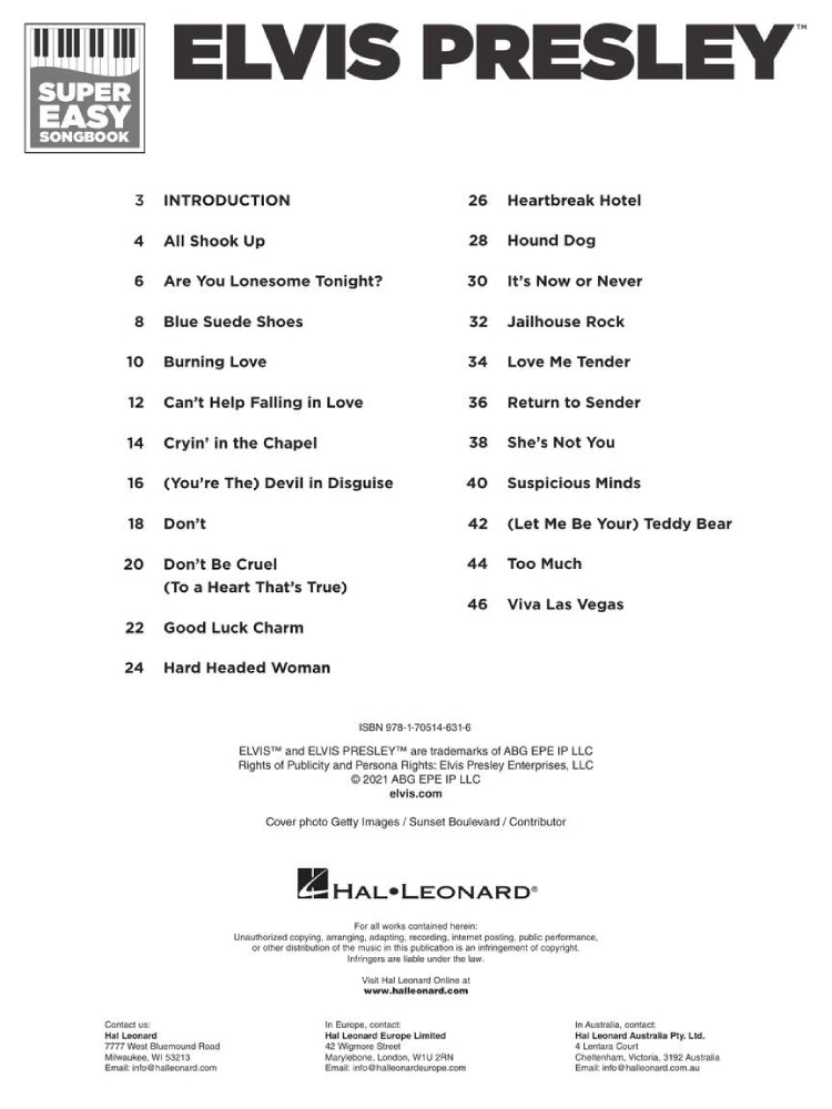 Elvis Presley Super Easy Piano