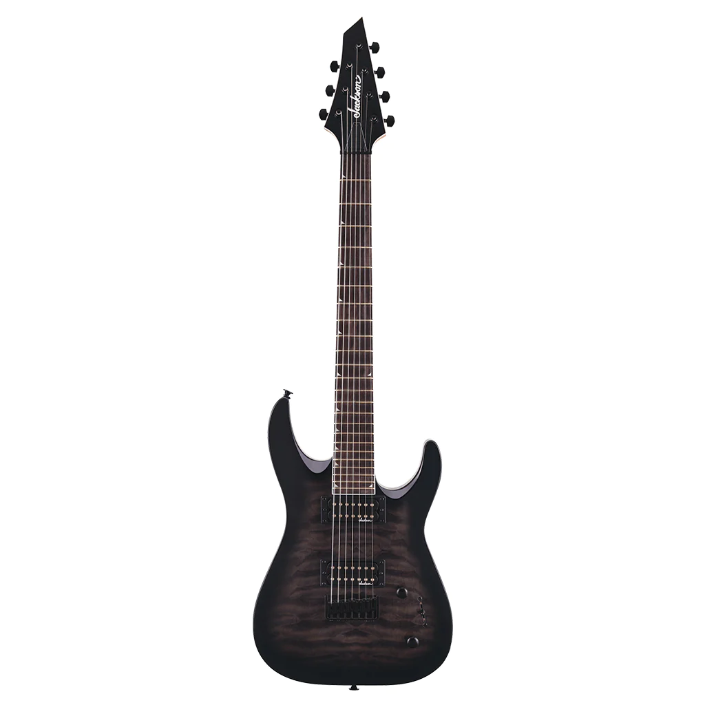 Jackson JS Series Dinky Arch Top JS22Q 7 DKA HT 7 Sreings in Transparent Black Burst