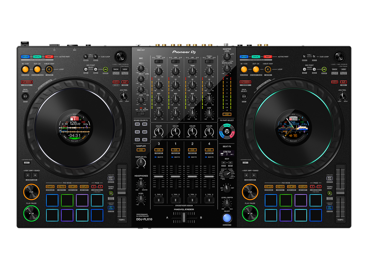 Pioneer DJ DDJFLX10 4 Channel Performance DJ Controller for Multiple DJ Applications in Black