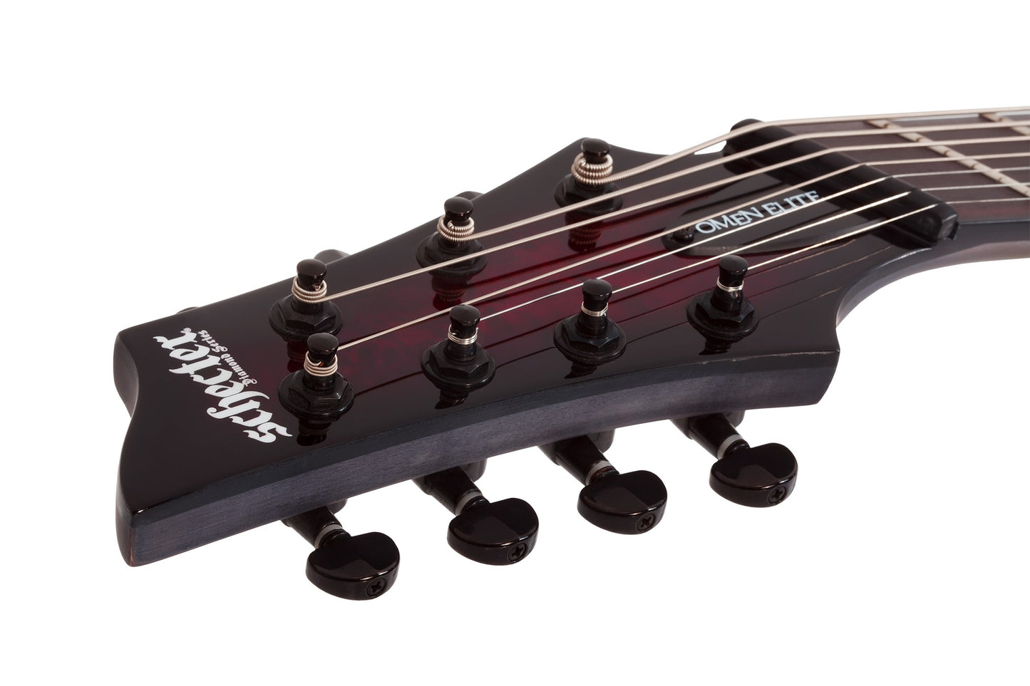 Schecter Omen Elite 7 Multiscale 7 String Left Hand in Black Cherry Burst