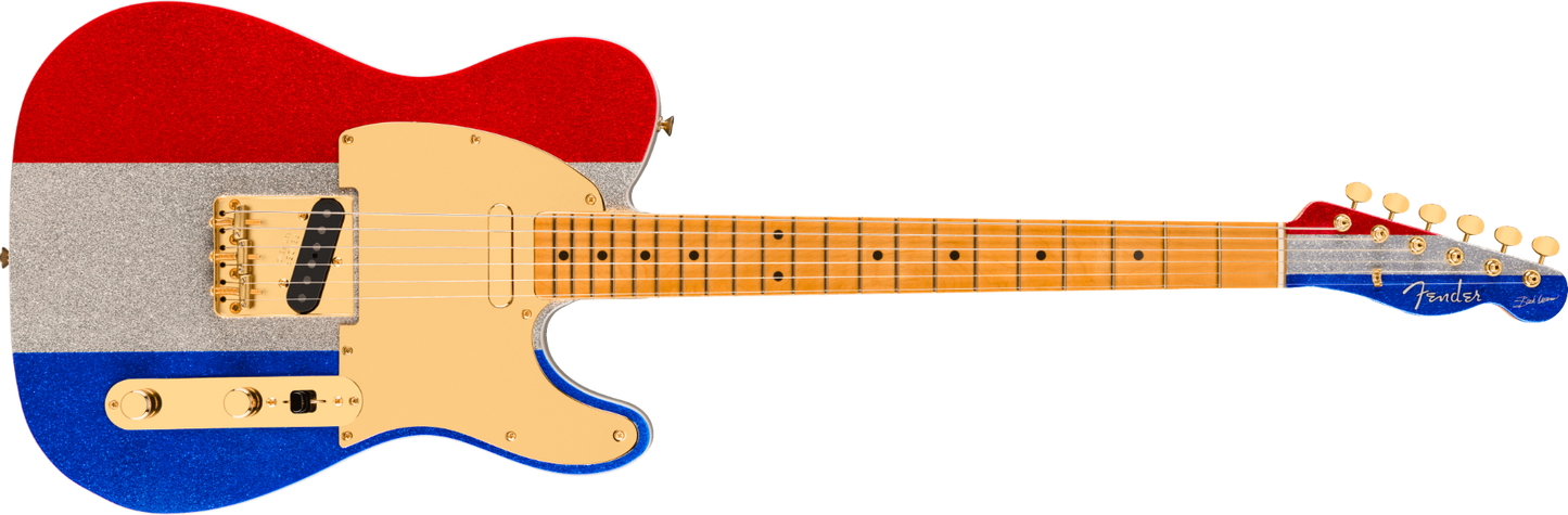 Fender Buck Owens Telecaster, Maple Fingerboard in Red, Silver and Blue Sparkle