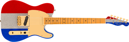Fender Buck Owens Telecaster, Maple Fingerboard in Red, Silver and Blue Sparkle