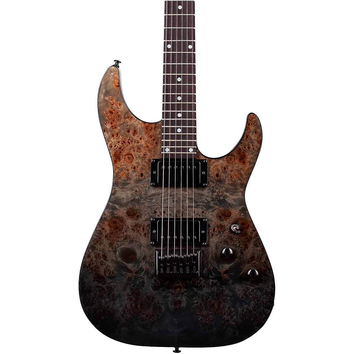 Schecter C-1 Standard Electric Guitar in Black Fade Burst Burl