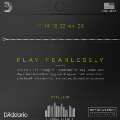 D'Addario NYXL1156 Nickel Wound Electric Guitar Strings Medium Top  Extra Heavy Bottom 11-56 Gauge